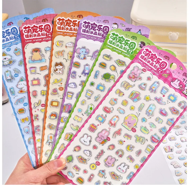 3D Laser Crystal Stickers Holographic Shiny Decorative Stickers for Student Diary Scrapbook DIY Craft
