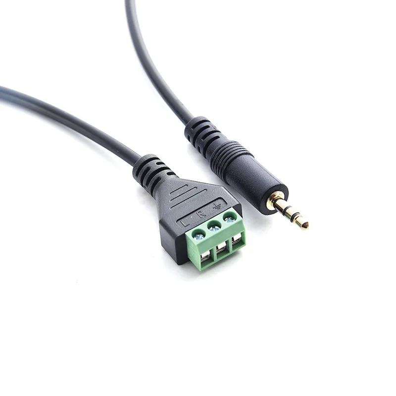 Gold-plated 3.5mm dual-channel audio headphone plug stereo non-welded green screw terminal adapter cable