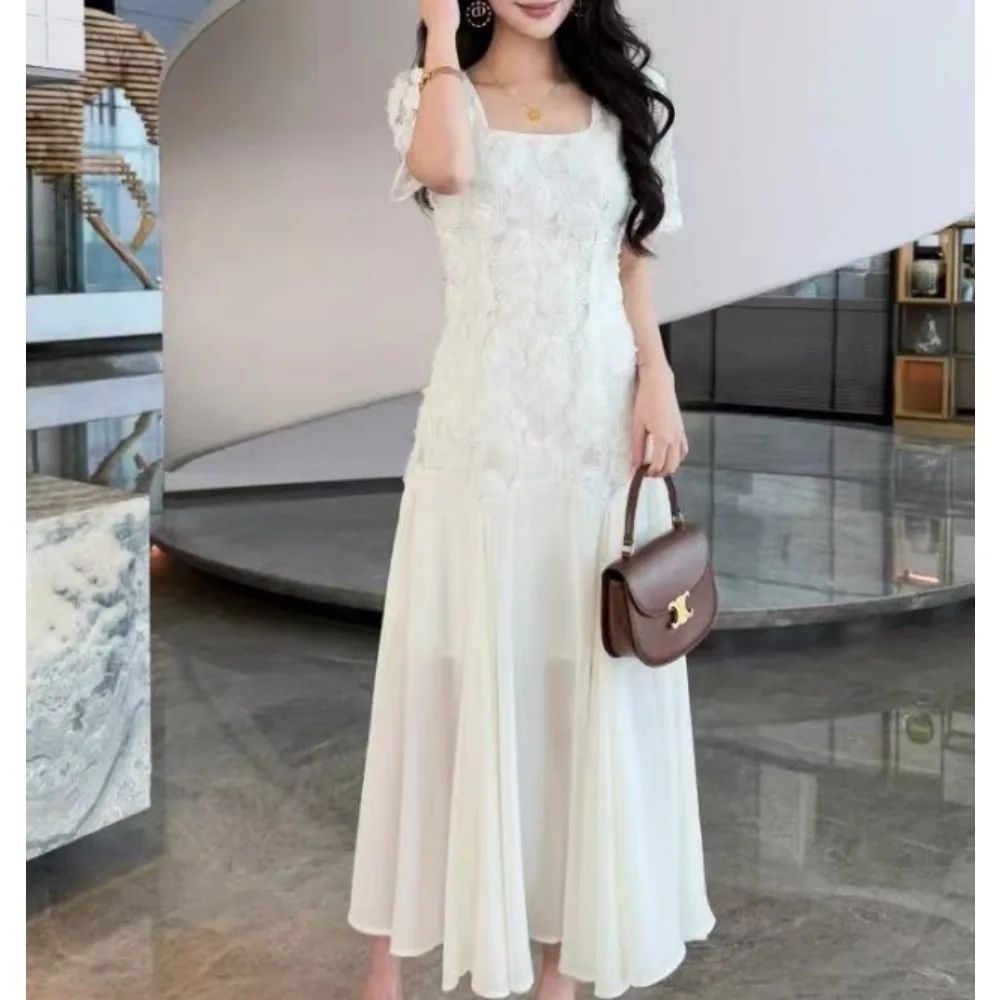 Chic Sexy puff sleeve floral Fairy Casual A-line dress Vestido Summer Beach Vacation Women Boho Sundress