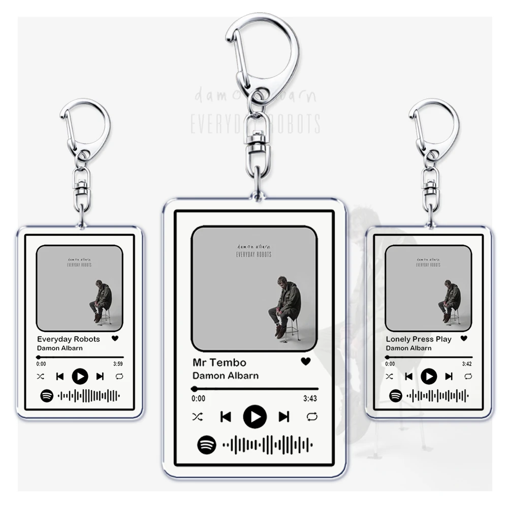 Singer Damon Albarn Songs Keychains for Women Accessories Bag Mr Tembo Everyday Robots Music Keying Jewelry Fans Friend Gifts