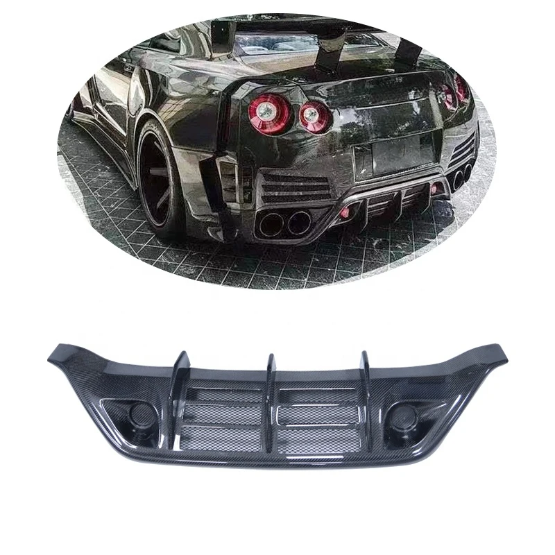 Carbon Fiber Car Bumper Rear Lip Diffuser Spoiler Spliter Bodykit Valance for  GTR35 2008-2015 Wald Style