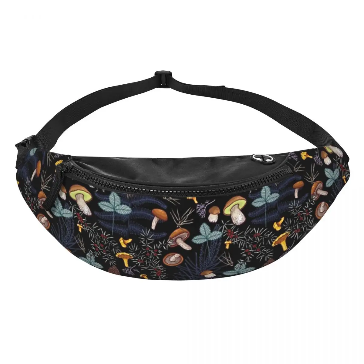 Donkere Wilde Bos Paddestoelen Fanny Pack Vrouwen Mannen Casual Crossbody Taille Tas Voor Reizen Fietsen Telefoon Geld Pouch