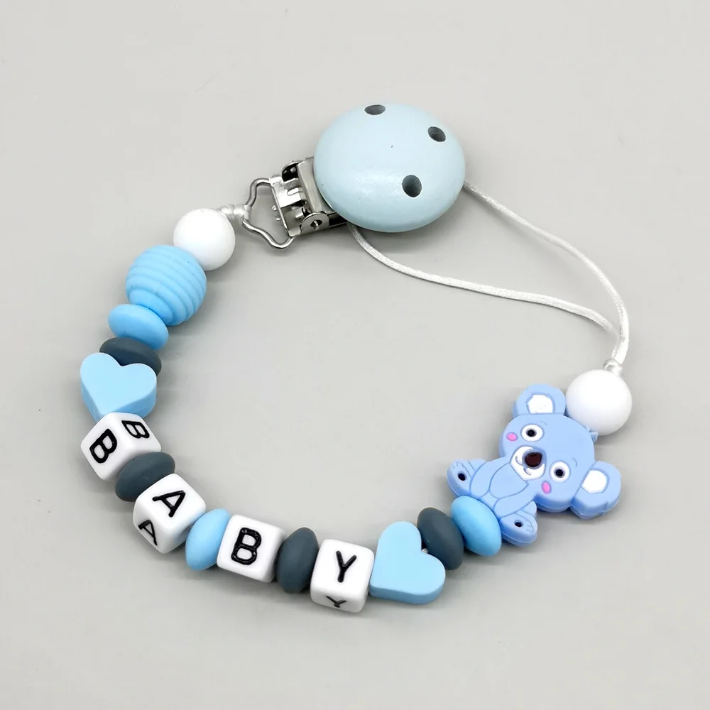 Free Custom Baby Pacifier Clips Personalized Name Teething Toys Dummy Nipples Holder Clips Chain Babies Accessories Newborn Gift