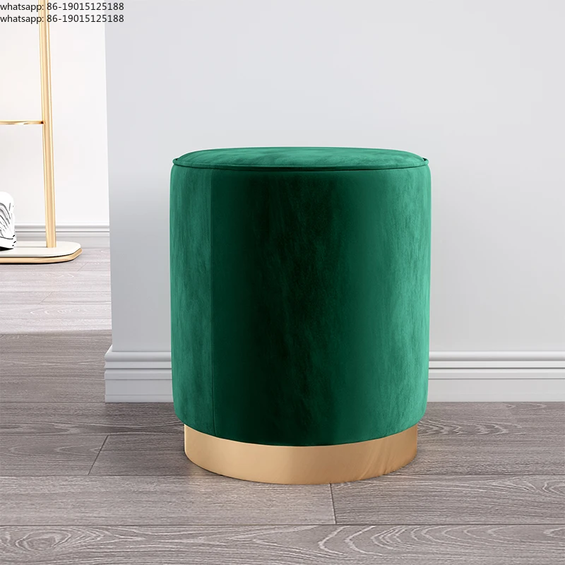 Living Room Round Stool Vanity Stool Velvet Ottoman Footrest Home Office  Compact Low Pouf  Shoe changing stool Dia33XH42cm