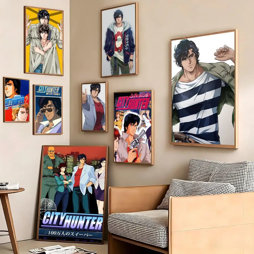 Japanese Anime C-City Hunter Poster Pegatina artistica HD autoadhesiva impermeable para salon dormitorio