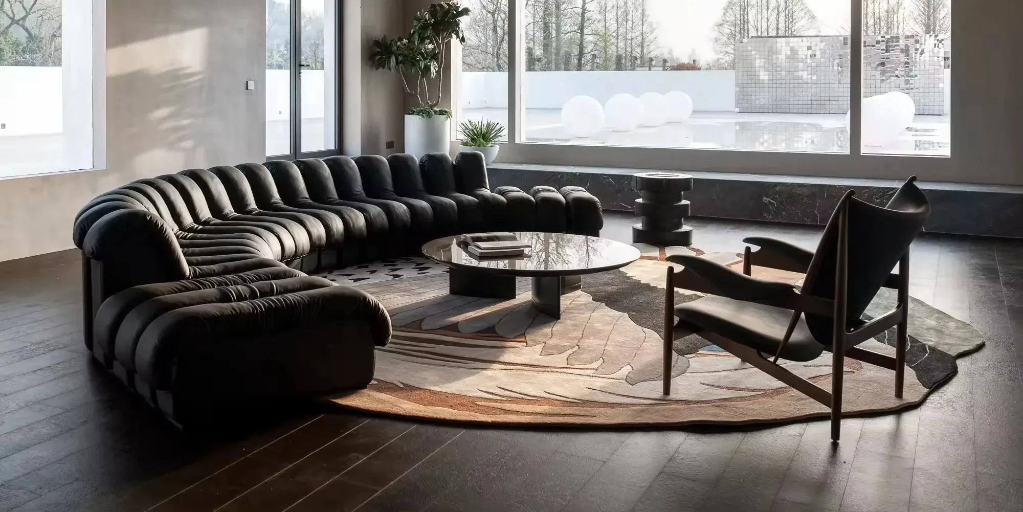 Living room sofa Snake Sleeper l Shape U Shape or Round Sofa Set with 10 modules