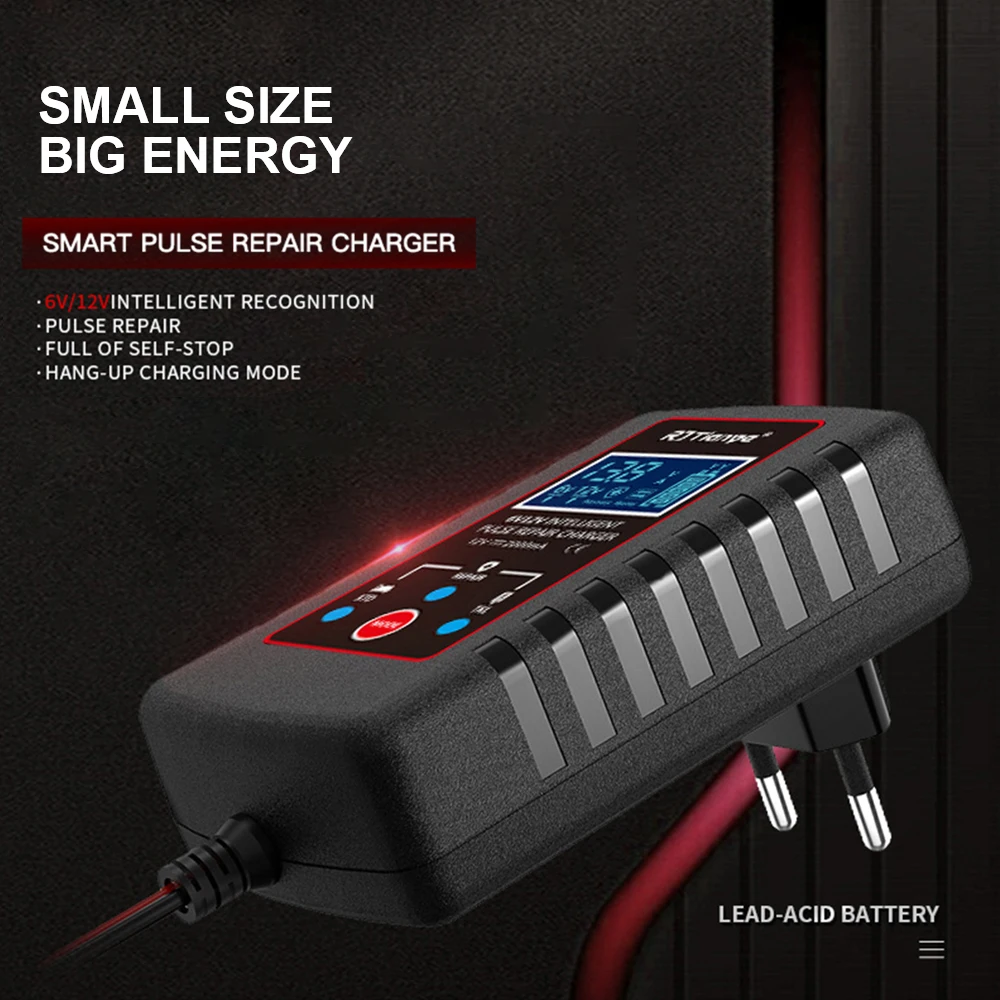 شاحن بطارية ذكي لجزازة العشب للدراجات النارية ، حماية متعددة ، شاحن تعويم تلقائي للسيارة ، كابل محول حافظة ، مفتاح 6 فولت ، 12 فولت #5