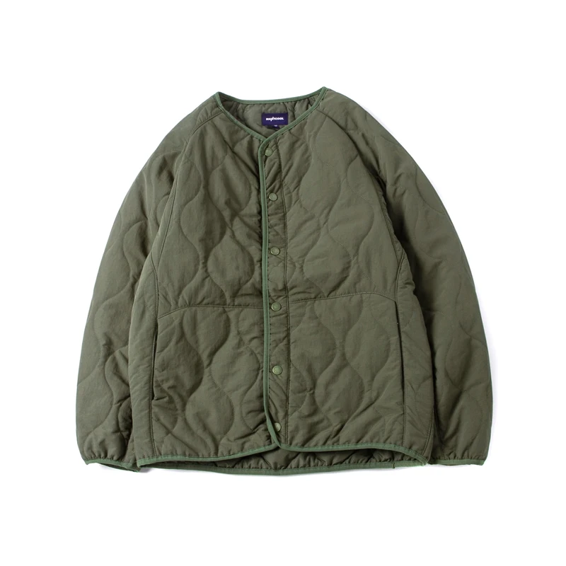 Retro Japanese Style Oversized Quilted Cotton Jacket Unisex No Collar Diamond Pattern Cotton Coat Couple Outerwear
