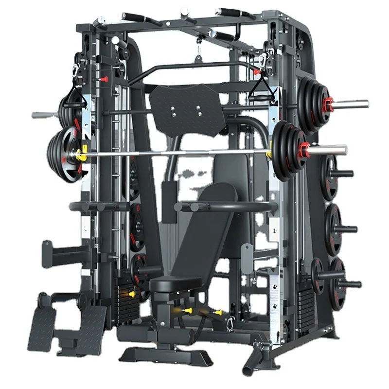 

Home Gym Smith Machine Multi Functional Station Strength Trainer Training Fitness Equipment Power Rack With Weight Stack