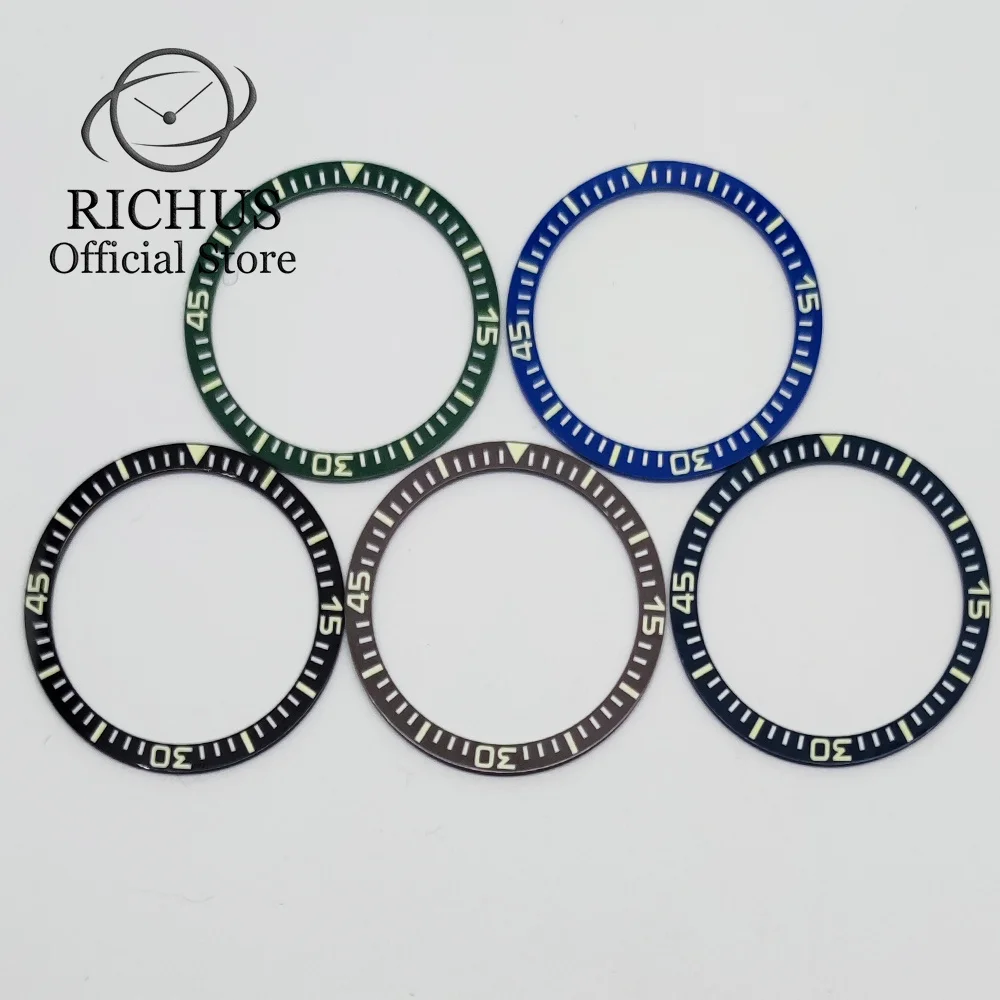 

RICHUS 38mm*31.5mm Green Luminous Ceramic Watch Bezel Insert Black/Blue/Green/Gray Watch Replacement Spare Parts