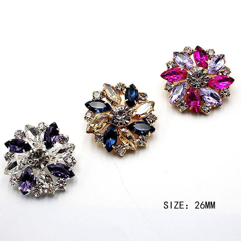 New 26mm 5 pieces fashion rhinestone crystal button metal DIY sewing decorative clothing accessories