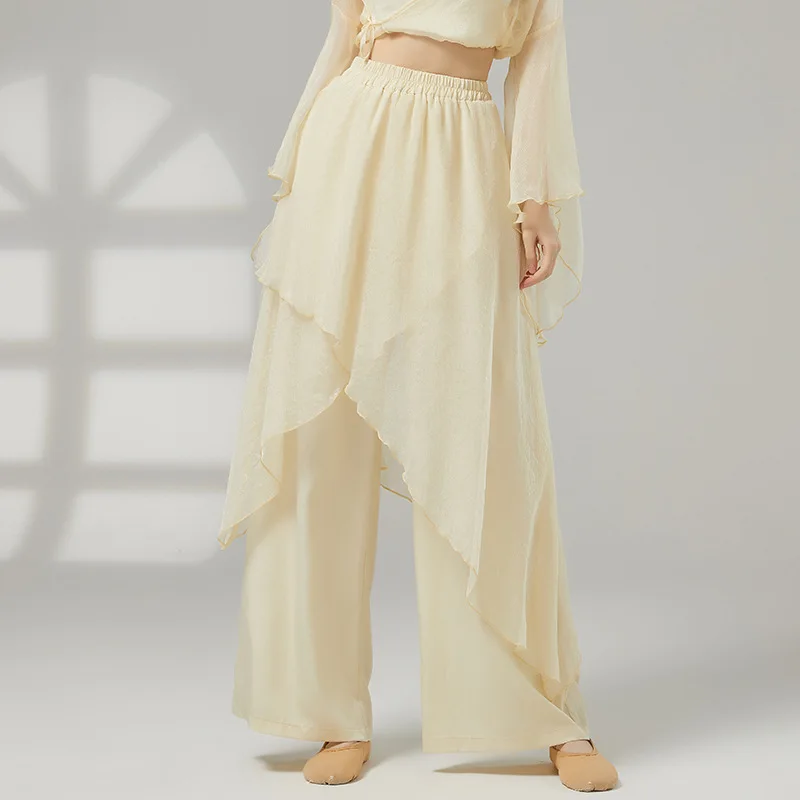 2025 クラシックダンスキュロット女性練習ダンスパンツルーズ新パフォーマンスステージ服モダンダンス流れるパンツ