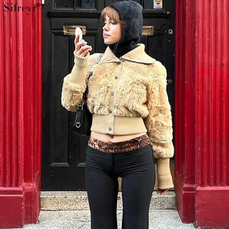 Sifreyr Autumn And Winter Fashion Warm Coat Casual Lapel Long Sleeve Korean Cashmere Single Breasted Cardigan Cinched Waist Top