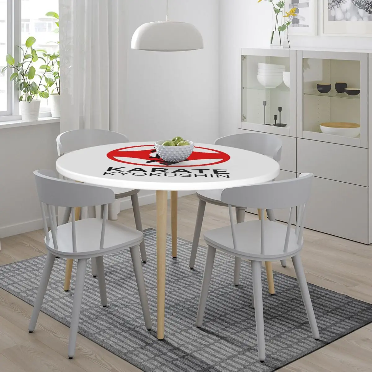 Kyokushin Kaikan Karate Symbol Kyokushinkai Dojo Waterproof Round Tablecloth Table Cloth for Kitchen Events Dining Table Cover