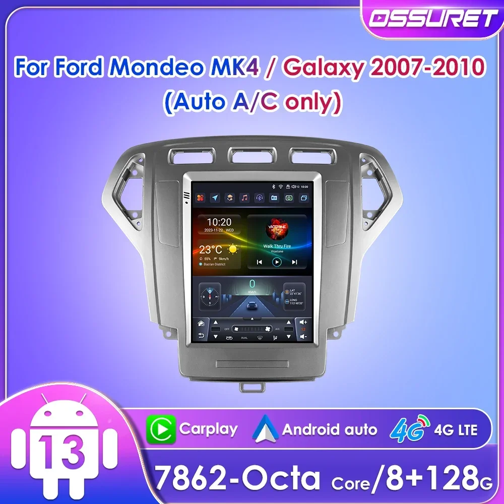 

Ossuret 9,7 дюймов Android 13 автомобильное радио для Ford Mondeo MK4 Galaxy 2007 - 2010 Авто AC CarPlay DSP RDS GPS Navi UI7862 мультимедиа