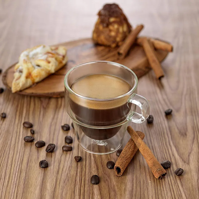 Double Wall Stackable Glass Cup Creative Thickened Models of Household Water Cup Borosilicate Heat-resistant Glass Coffee Cups