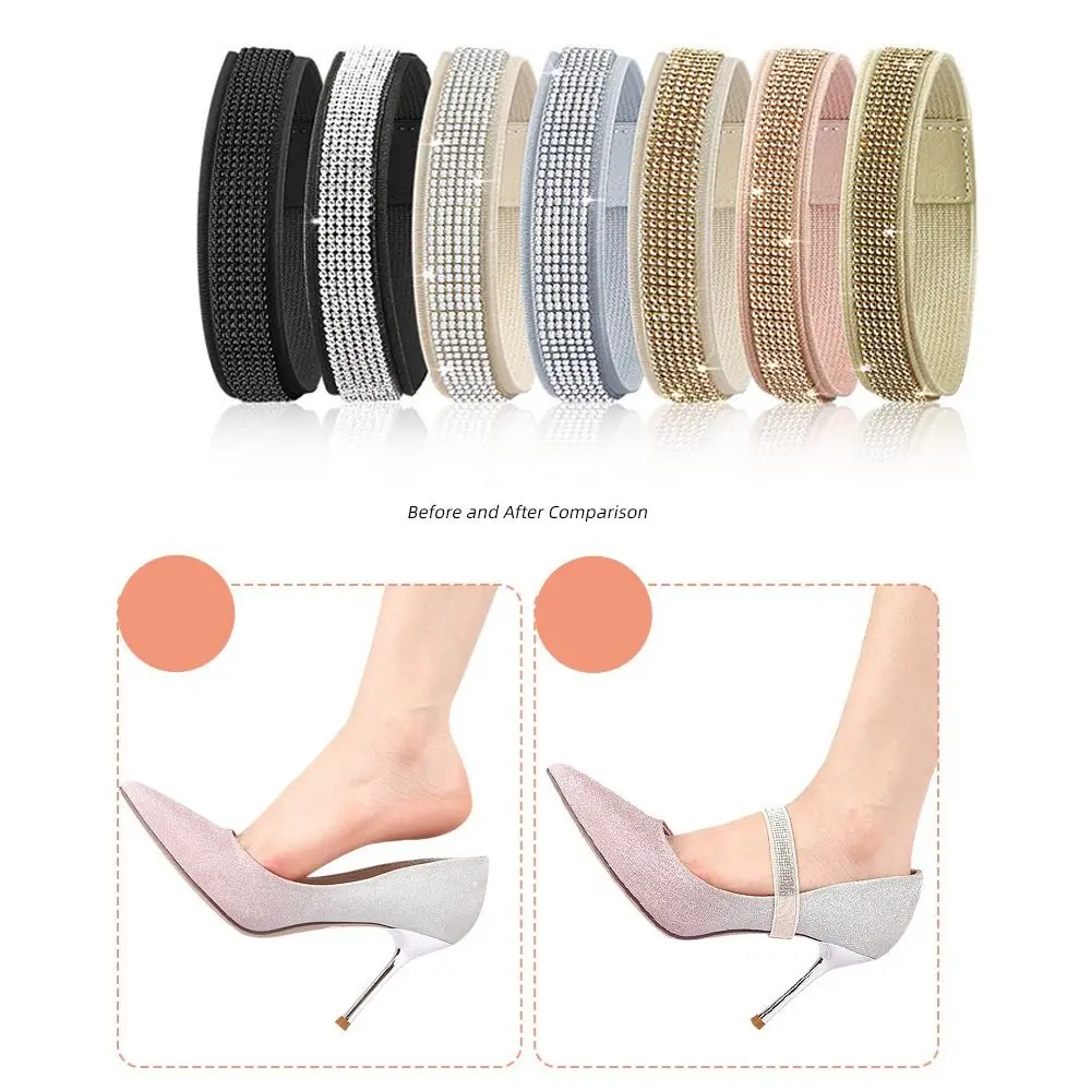 

1Pair Anti-skid Rhinestone High Heels Shoes Band Adjustable Shoe Decoration Women Shoelaces Anti-loose Shoe Belt for Women
