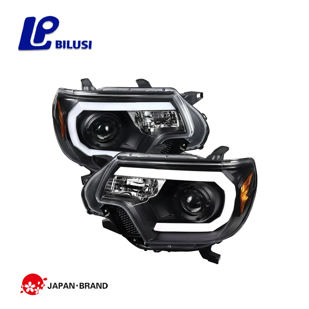 Bilusi New Auto C-Bar Projector Head Light for Toyota Tacoma 12-15 LHD Headlight System with LED Bar Natural White 12V