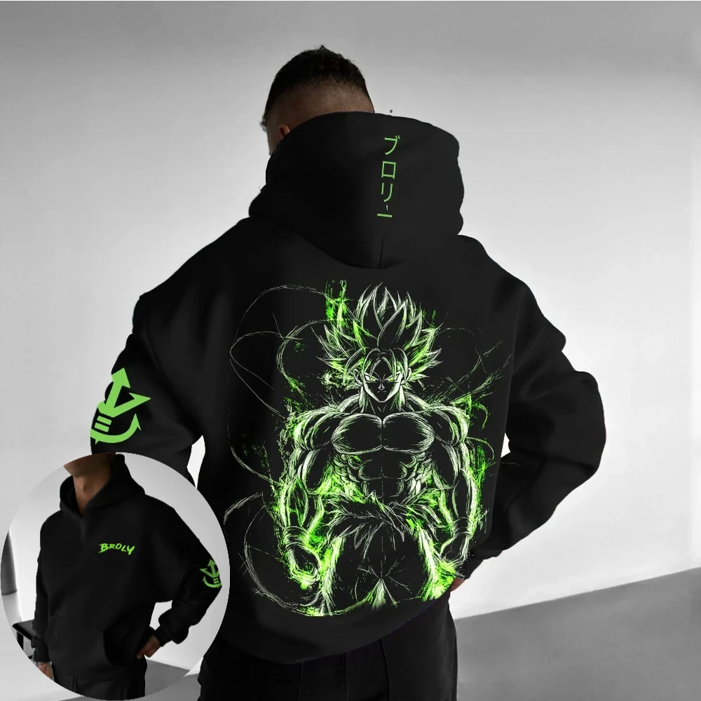 

Мужская толстовка с капюшоном Dragon Ball, вязаный свитер Broly, японское аниме, мода 2022, осень/зима, толстовка из 100% чистого хлопка с принтом