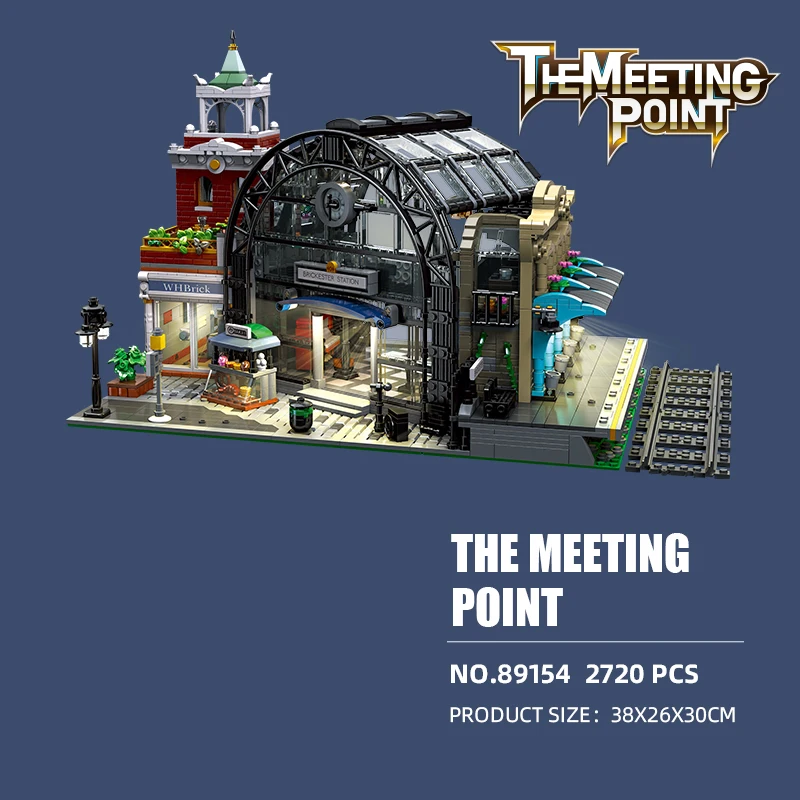 Retro Architecture Train Interchange Station The Meeting Point Building Blocks Streetscape Bricks Toys Compatible With LEGO