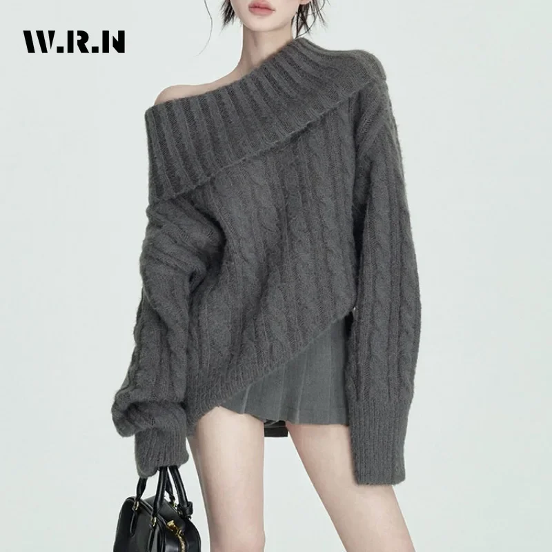 2025 Winter Hotsweet Casual Square Collar Knitted Long Sleeve Gyaru Pullovers Women Coquette Solid Sheath Ladies Sexy Sweater