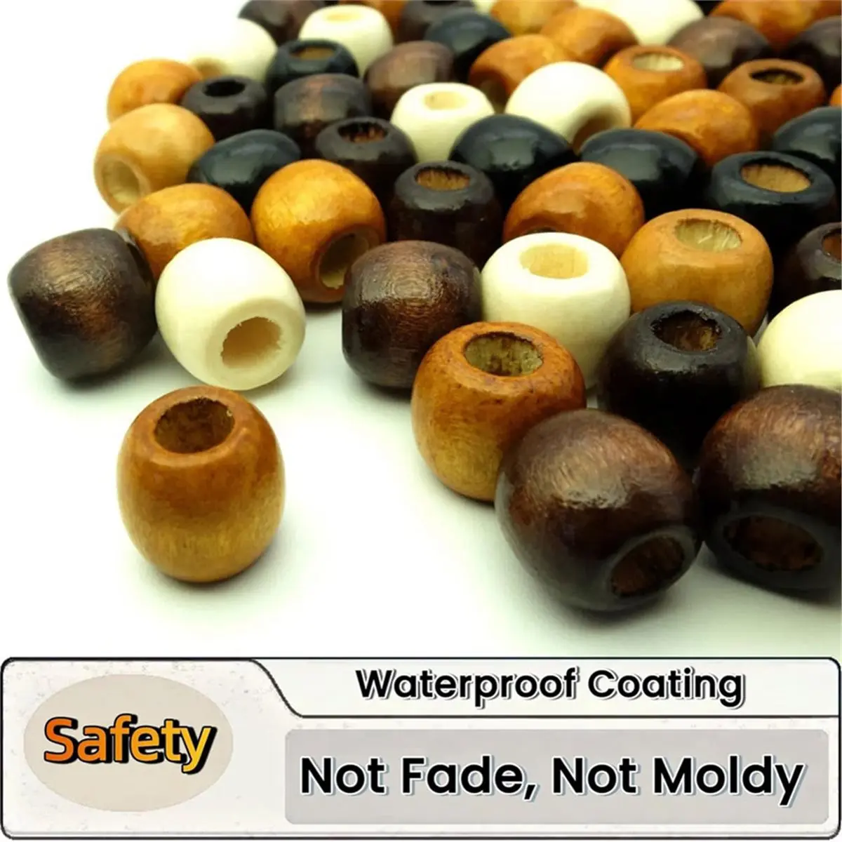 Light Weight 95 Pcs Wood Hair Bead for Braids & Dreadlocks, 12X11mm Natural Wooden Beads Hair Accessories for Braiding & DIY Cra