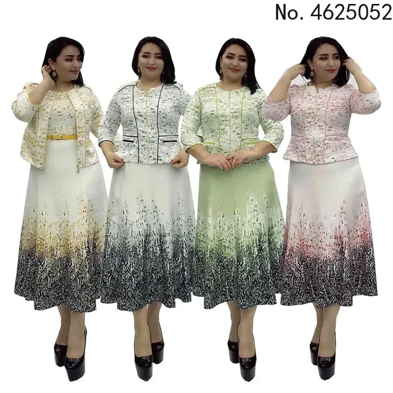 L-3XL Christmas Two Piece Set Tops and Long Skirt African Clothes for Women Plus Size Clothing Dashiki Robe Femme Party Suit