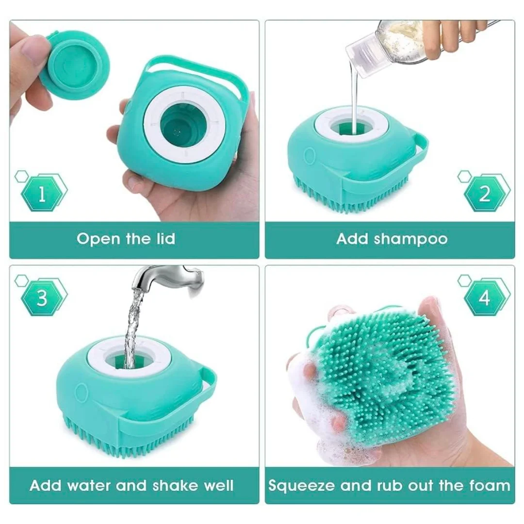 Pet dog bath brush, cat bath gadget, Teddy scrub silicone massage brush, comb bath cleaning products, blue, yellow, pink