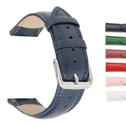 6 Colors Genuine Leather Watch Band 14mm 16mm 18mm 20mm 22mm Leather Bracelet Green Blue Red Purple White Women Leather Straps