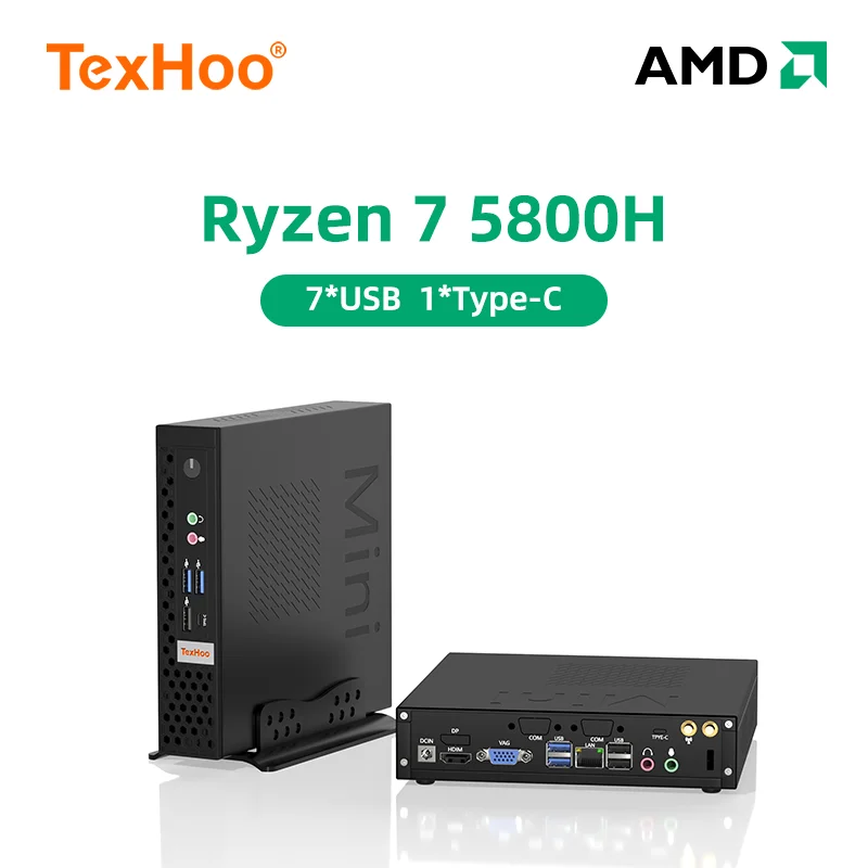 TexHoo-Mini PC Gamer para Gaming Desktop Computer, AMD Ryzen 7 5800H, 4700U, Windows 11, DDR4, Nvme, SSD, WiFi 6, BT5.2