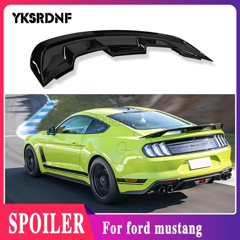 Car Rear Spoiler Wing For Ford Mustang 2015-2023 GT500 Style Tail Wing Diffuser Trunk Lip Splitter Glossy Black Carbon Look