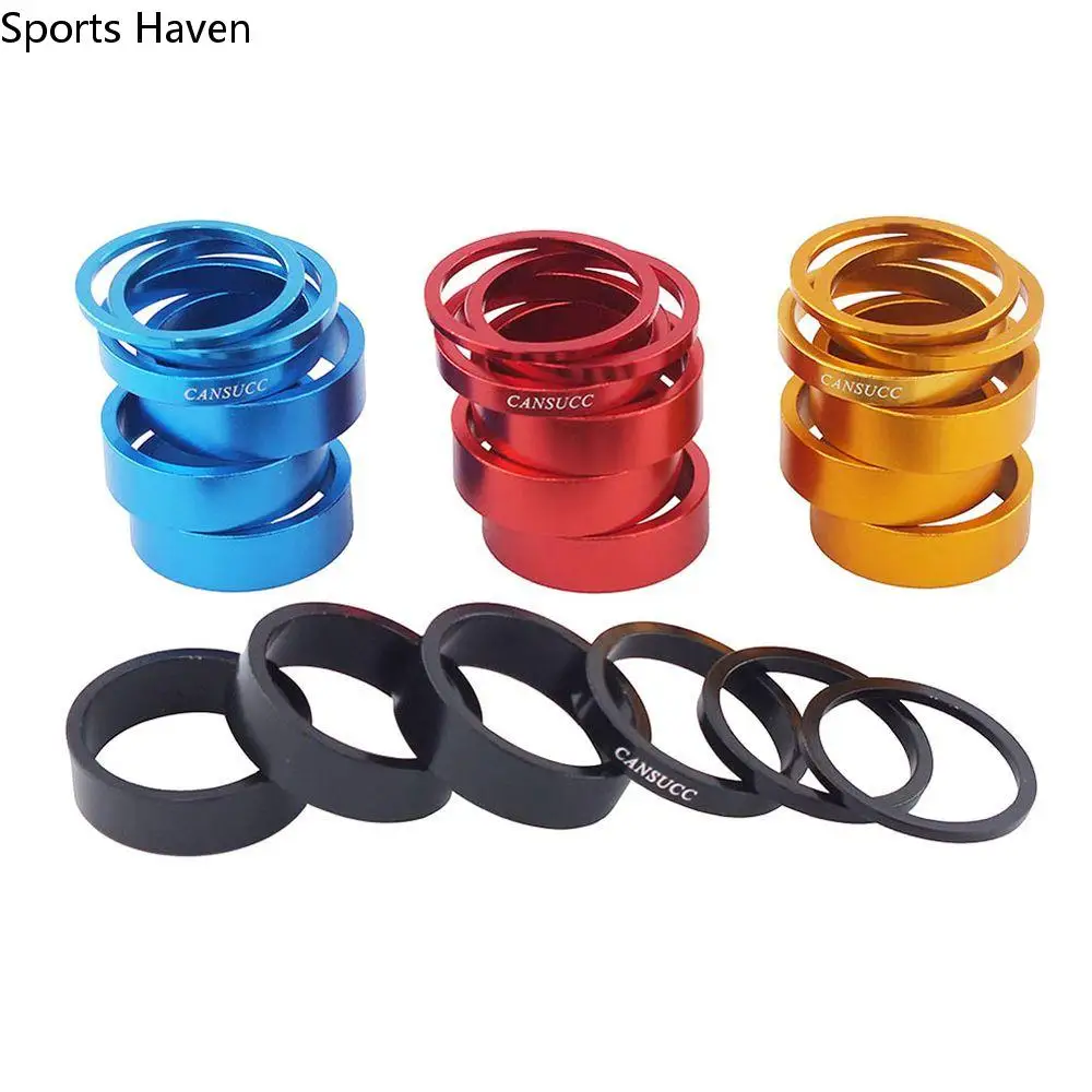 

6 Pcs Set Aluminum Alloy Bicycle Handlebar Spacers Headset Washer MTB Accessories