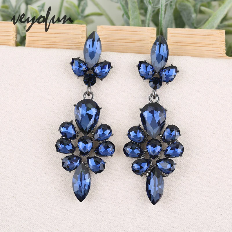 Veyofun Classic Lady Crystal Drop Earrings Elegant Trendy Party Dangle Fashion Jewelry for Women Gift Wholesale