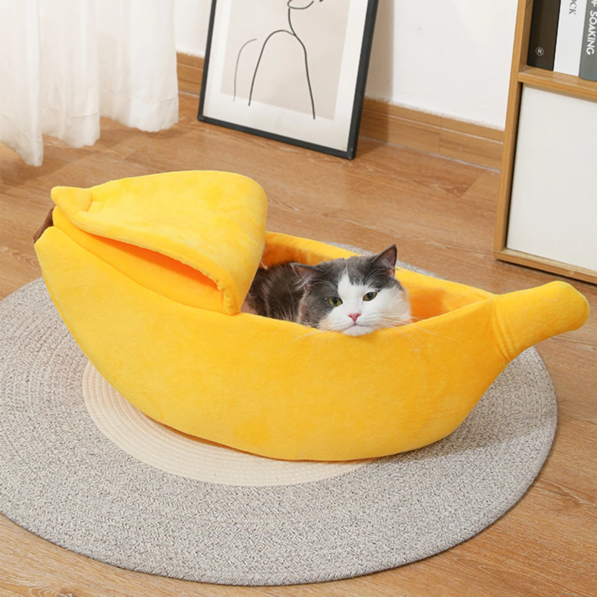 Banana Cat Bed Dog Bed for Small Dog Winter Warm Hiding House for Cat Fluffy Kitten Nest Soft Pet Bed Cat Accessories