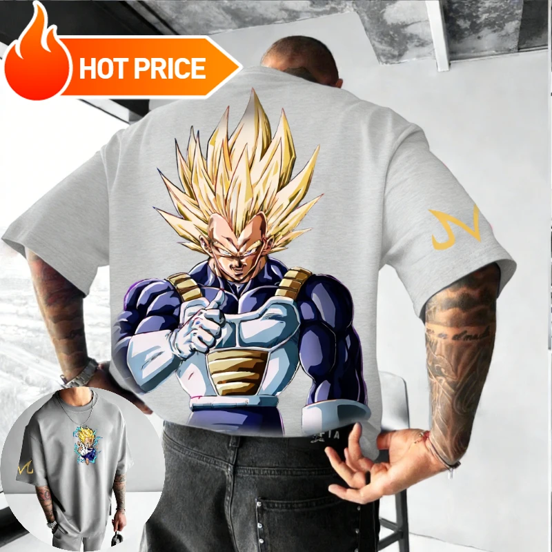 Vintage Dragon Ball Oversized T-shirt 2026 Summer Cotton Vegeta Super Saiyan Graphic Print Gym Fitness for Adults & Kids
