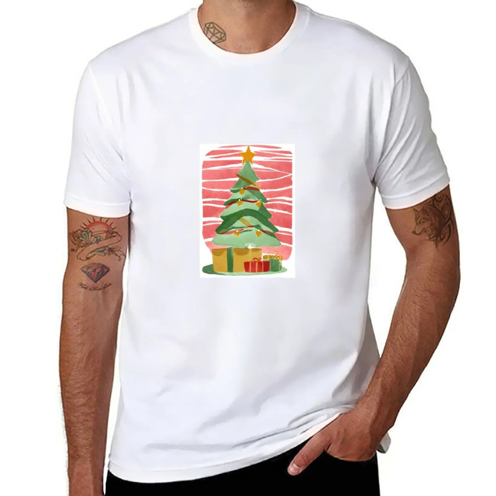 Fun Christmas Tree Ink drawing T-Shirt cute tops man clothes t shirts for men pack