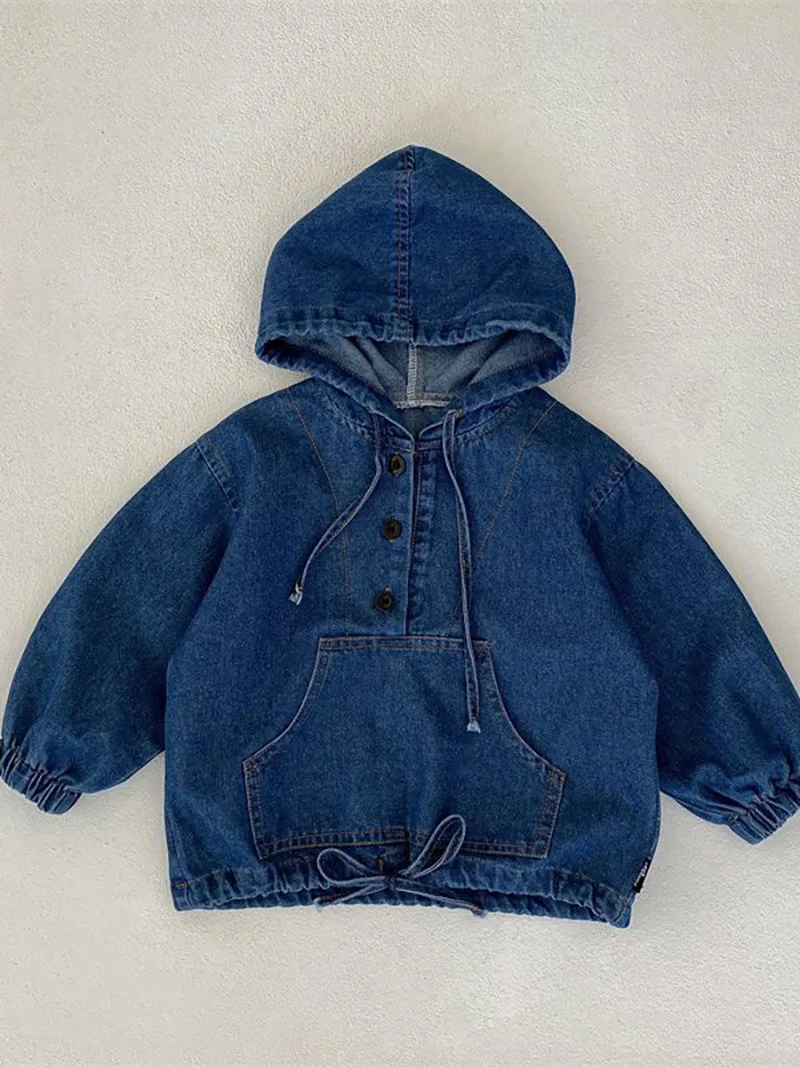 MILANCEL 2023 Autumn Kids Jacket Denim Coat For Kids Boys  Girls Casual Style Hooded Outfit