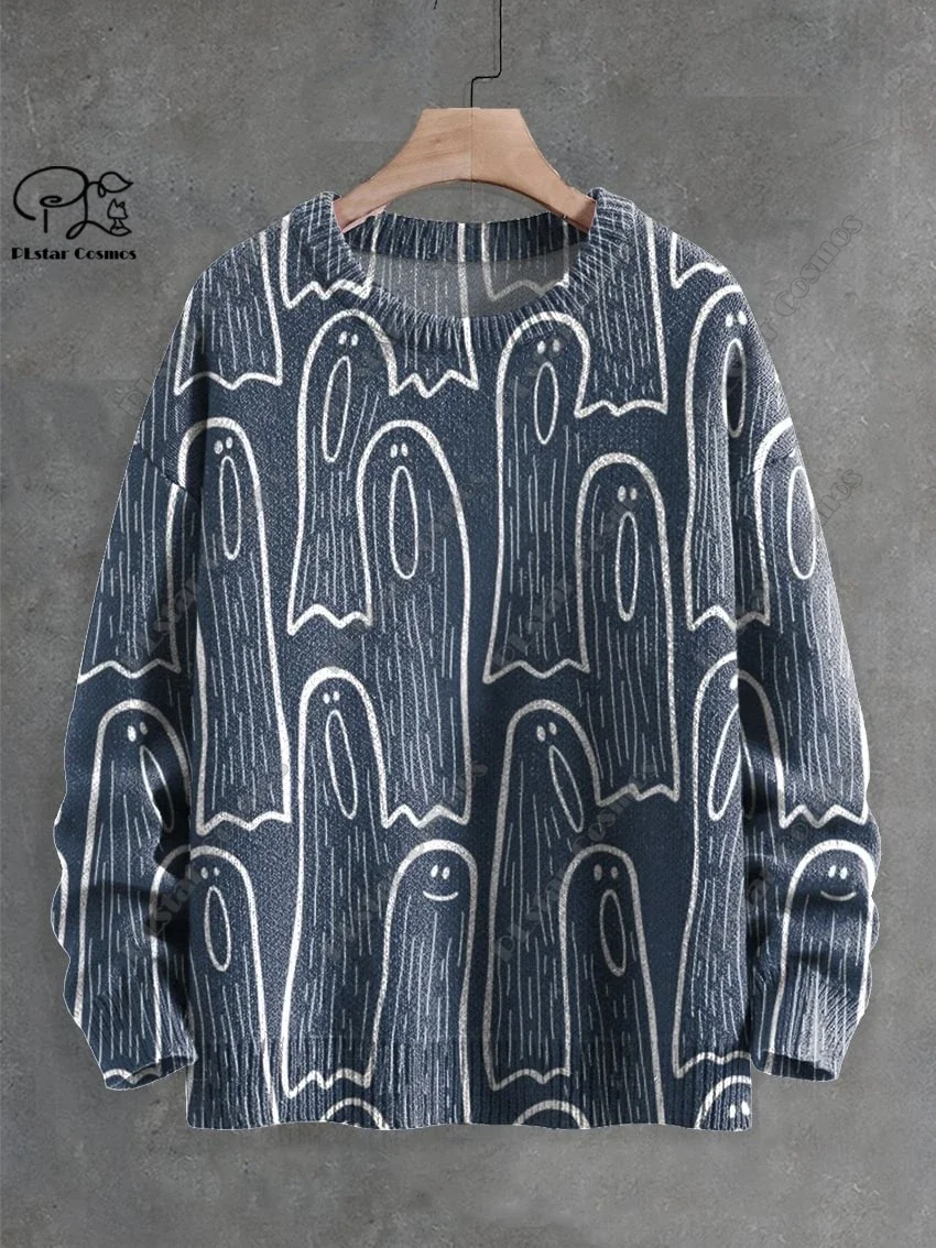 3D-Druck Halloween benutzer definierte Serie Horror Geist Schädel Hexe schwarze Katze Muster hässliche Pullover Straße lässig Winter Sweatshirt W-9