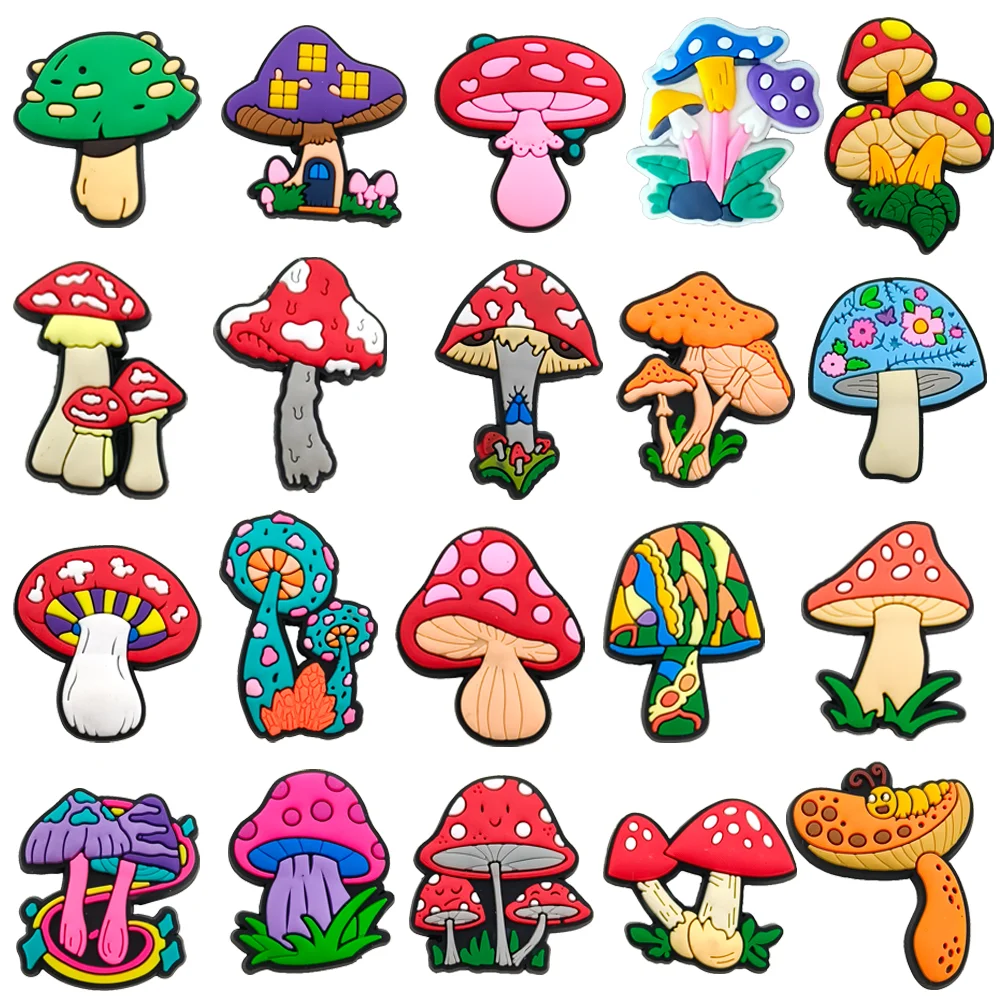 30Pcs/Set Mushroom Shoe Charms Decoration for Sandal Accessories Shoe Buckle DIY Kids Party Christmas Gifts