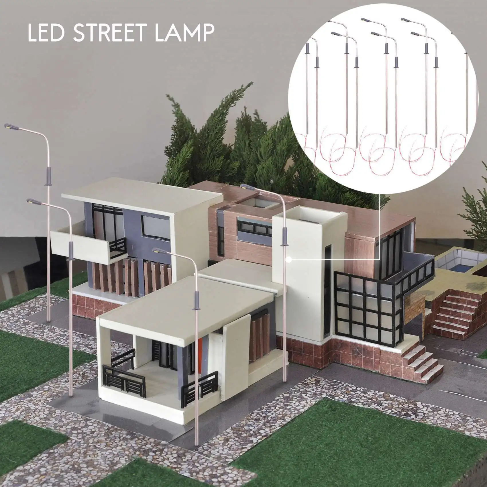 A64E 10 pcs Model LED Street Lamp Lighting Single Head Train Layout Landscape 1: 100