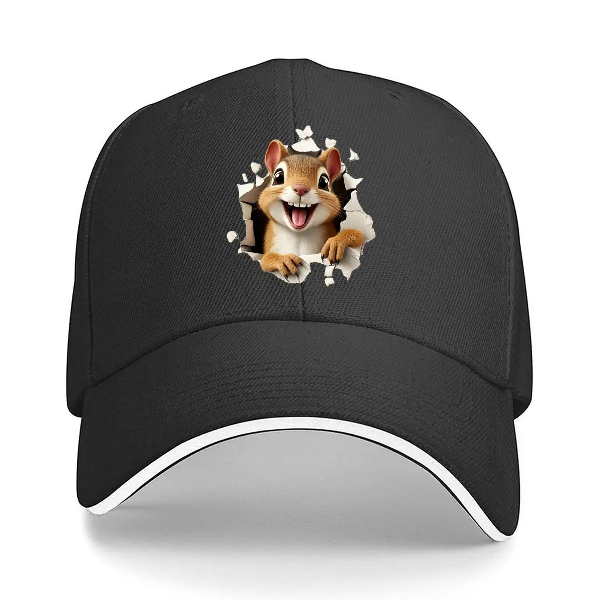 Happy Squirrel Breaking Through Wall Hip Hop hat Fashion Outdoor Sports Sandwich Baseball Cap