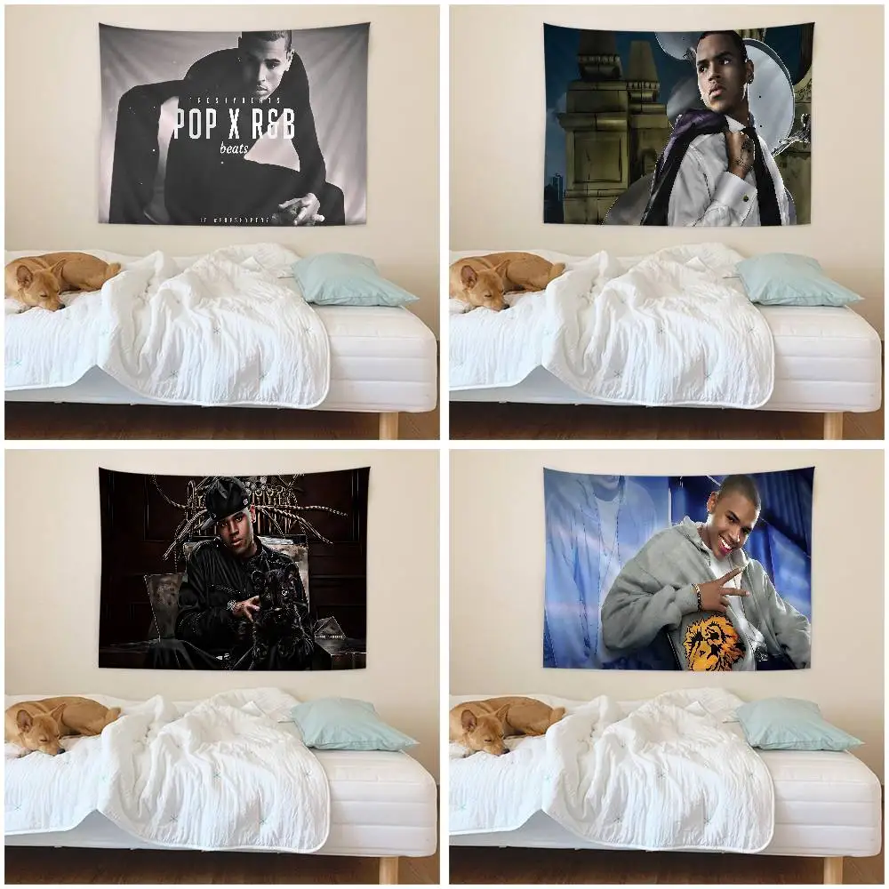 Rap singer C-Chris B-Brown Anime Tapestry Indian Buddha Wall Decoration Witchcraft Bohemian Hippie Wall Hanging Sheets