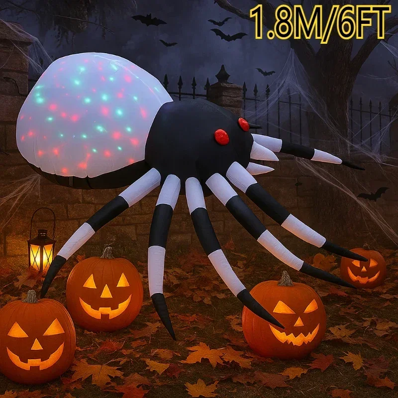 6FT Inflatable Toy Halloween Spider Holiday Decoration with Magic Light Blow Up Inflatables Christmas Supplies for Outdoor