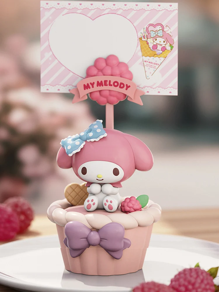 Sanrio'S-Serie de postres de dibujos animados, notas adhesivas, adornos de escritorio, Kuromi, canela, perro, pudín, perro, melodía, caja ciega de Hello Kitty