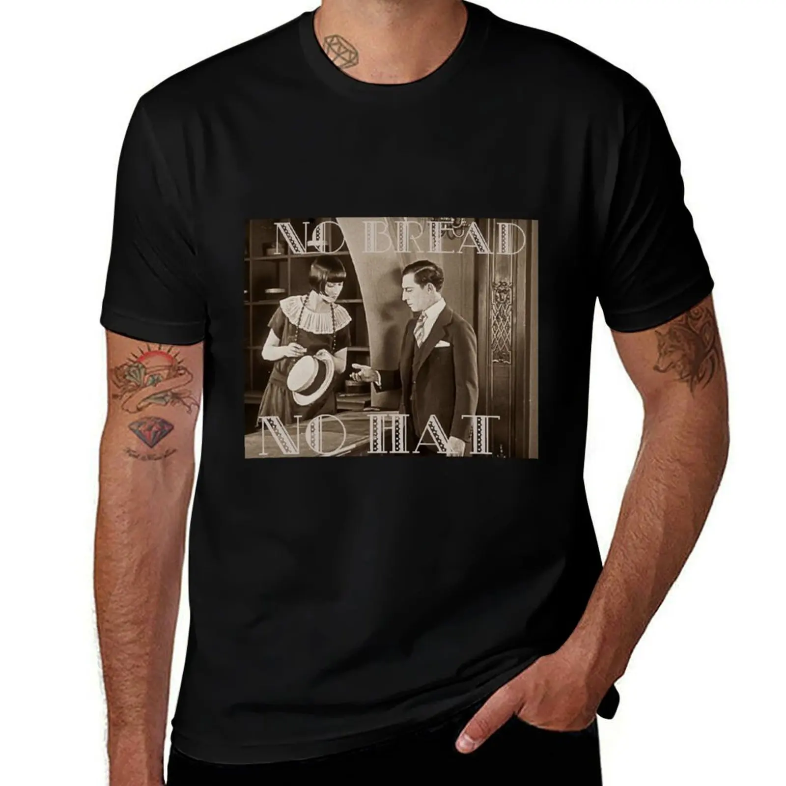 

shirt shirts T-Shirt funny shirts Silent high Buster humor essential Bread t quality t t No Hat cotton Film-era Keaton dark No