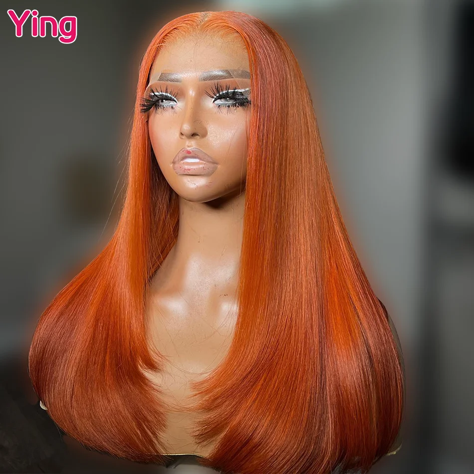 

Ying Bone Straight Ginger Orange 13x6 Lace Frontal Wig 12 A Remy Hair 13x4 Lace Front Wig PrePlucked 5x5 Transparent Lace Wig