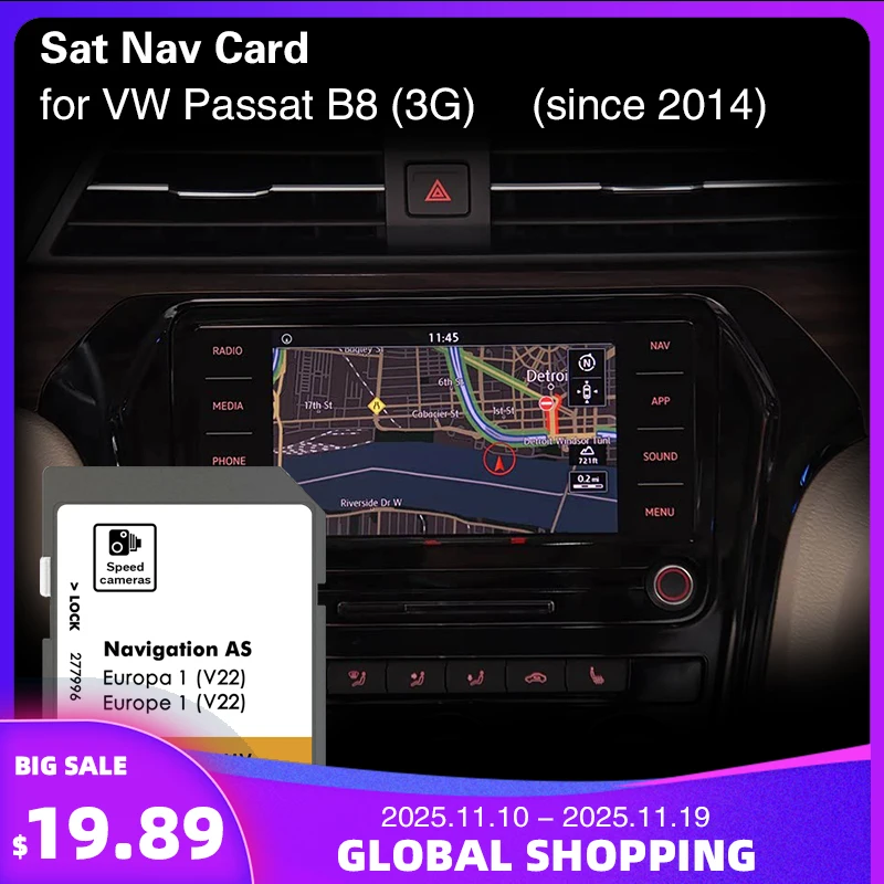 

for VW Passat B8 (3G) from 2014 Sat Nav 32GB Map Navigation Spain UK EU Poland Car SD Card