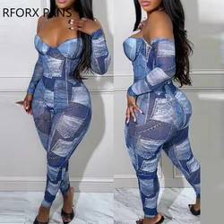 Women Chic Elegant Halter Sexy Allover Patchwork Pattern Bodycon Sexy Jumpsuit