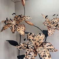 200cm EVA Leopard Print Lily Flower Decorations Artificial Flowers Wedding Party Garden Decoration Window Display Home Decor