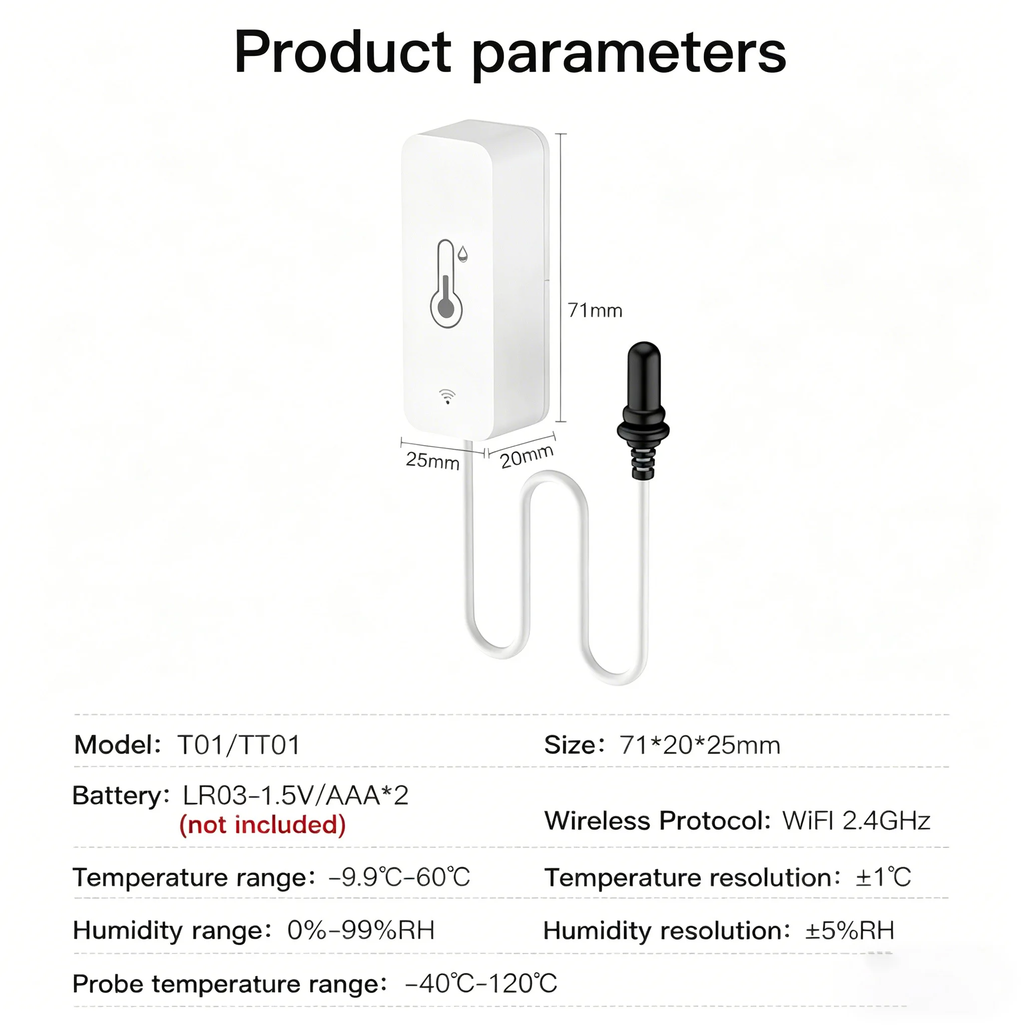 Tuya WiFi Temperature Humidity Sensor with External Probe Hygrometer APP Remote Control Work with Yandex SmartLife Alexa